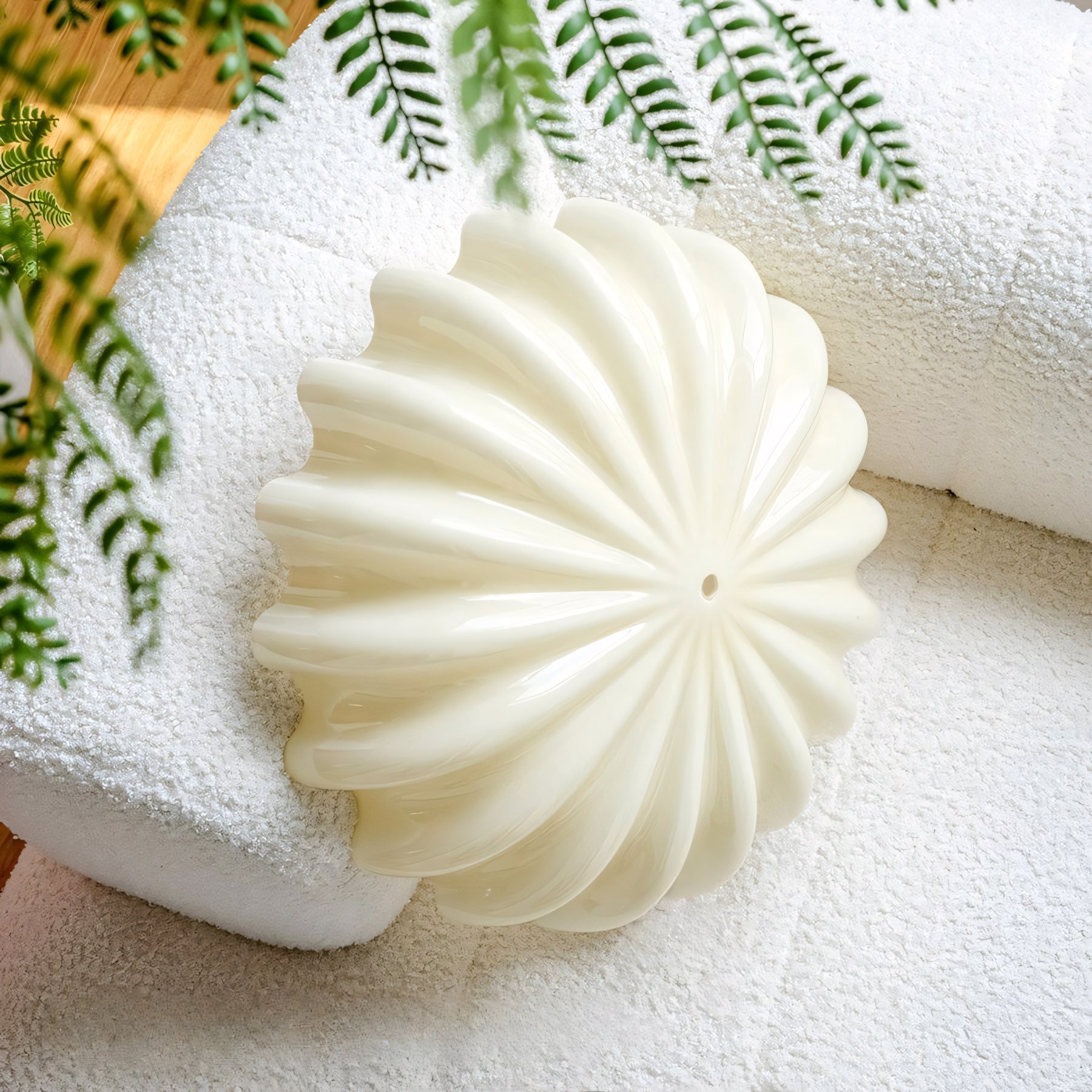 Cleo Pleated Glass Semi-Flush Ceiling Light