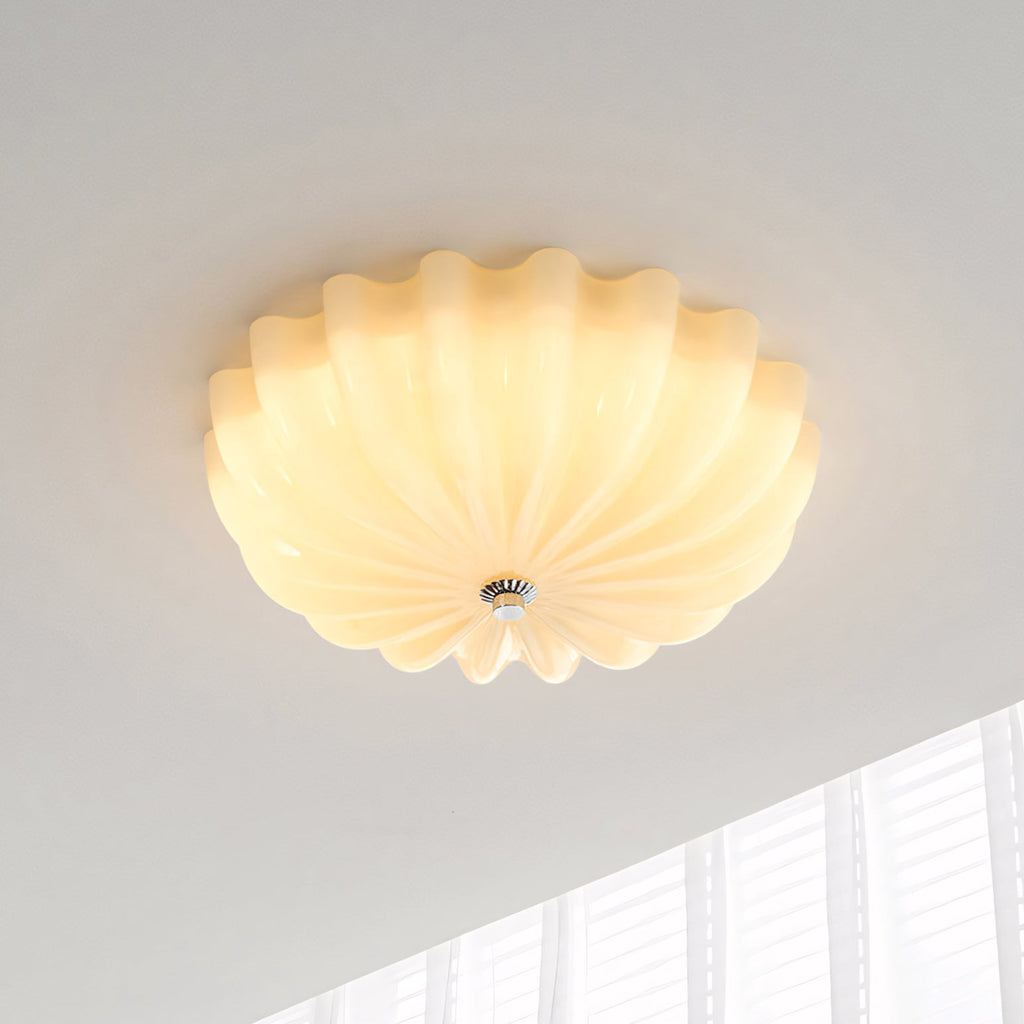 Cleo Pleated Glass Semi-Flush Ceiling Light