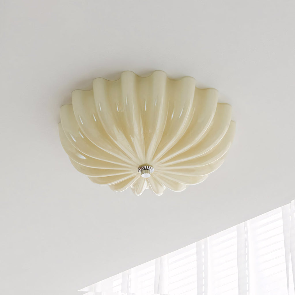 Cleo Pleated Glass Semi-Flush Ceiling Light