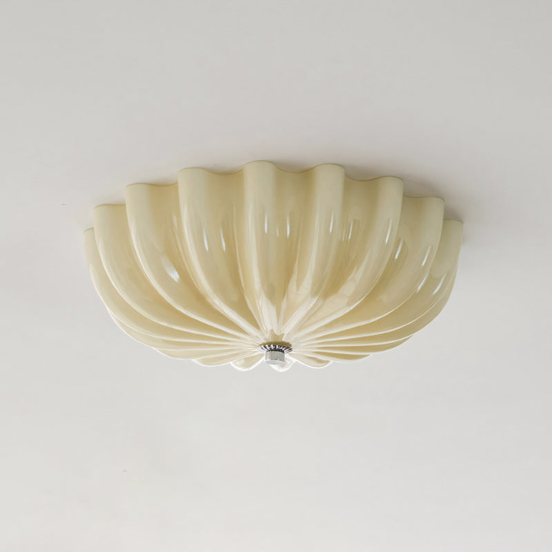 Cleo Pleated Glass Semi-Flush Ceiling Light