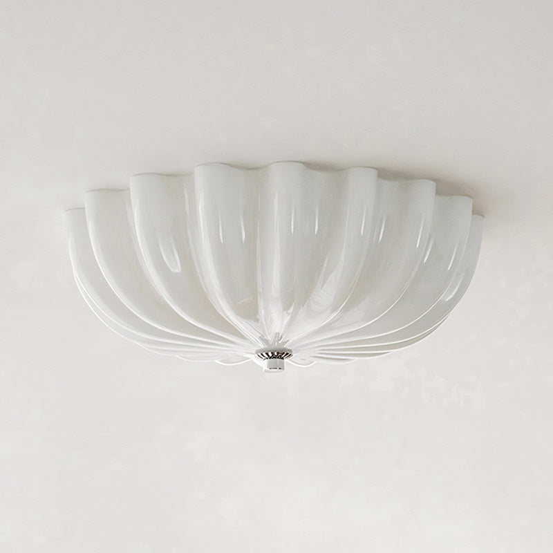 Cleo Pleated Glass Semi-Flush Ceiling Light
