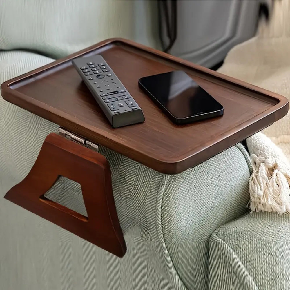 Clip-On Sofa Arm Tray, Bamboo Construction, Adjustable Clamp