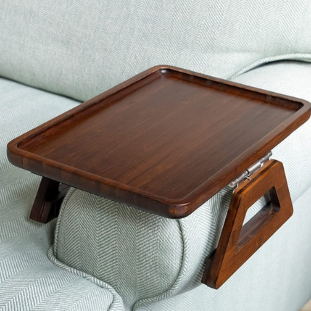 Clip-On Sofa Arm Tray, Bamboo Construction, Adjustable Clamp