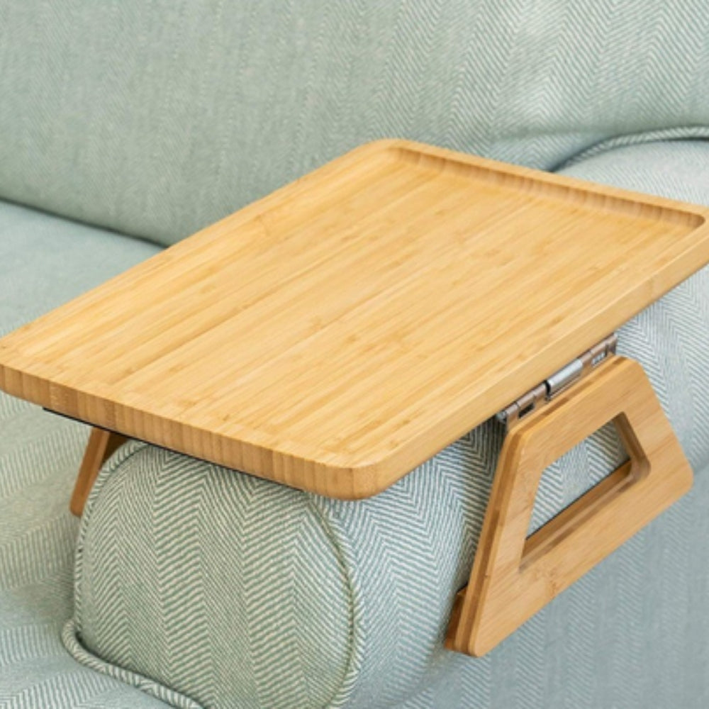 Clip-On Sofa Arm Tray, Bamboo Construction, Adjustable Clamp