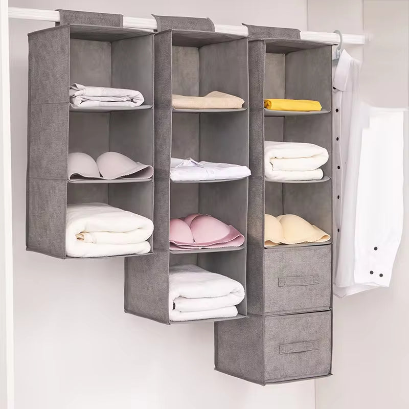 Closet Organizer Fabric Shelving Neutral Color Multiple Tier Options
