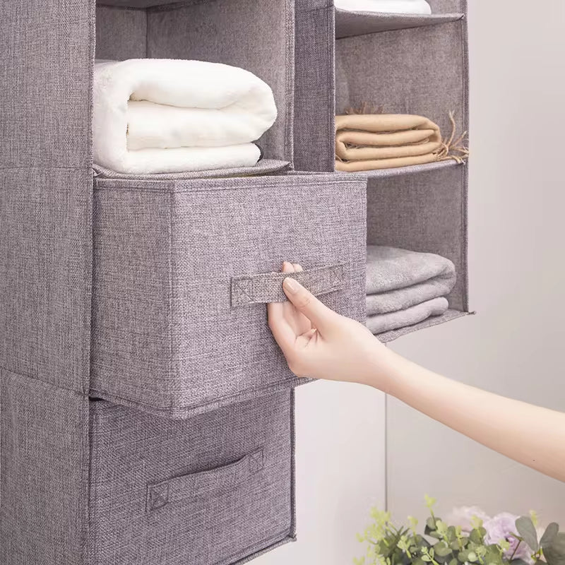 Closet Organizer Fabric Shelving Neutral Color Multiple Tier Options