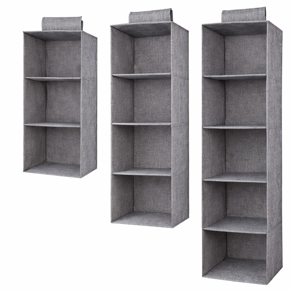 Closet Organizer Fabric Shelving Neutral Color Multiple Tier Options