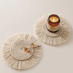 Cotton Macrame Coaster Set 3 Piece Handmade Woven Boho Pattern