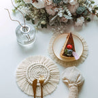 Cotton Macrame Coaster Set 3 Piece Handmade Woven Boho Pattern