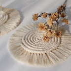 Cotton Macrame Coaster Set 3 Piece Handmade Woven Boho Pattern