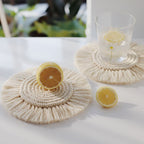 Cotton Macrame Coaster Set 3 Piece Handmade Woven Boho Pattern