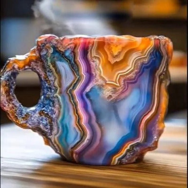 Coffee Mug Resin Imitation Crystal Design Ergonomic Handle Dishwasher Safe Drinkware