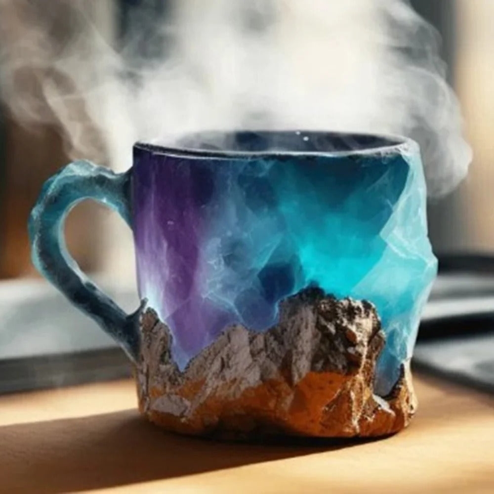 Coffee Mug Resin Imitation Crystal Design Ergonomic Handle Dishwasher Safe Drinkware