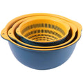 Colander Bowl Set Plastic 6 Piece Double Layer Nesting, Kitchen Prep Solution