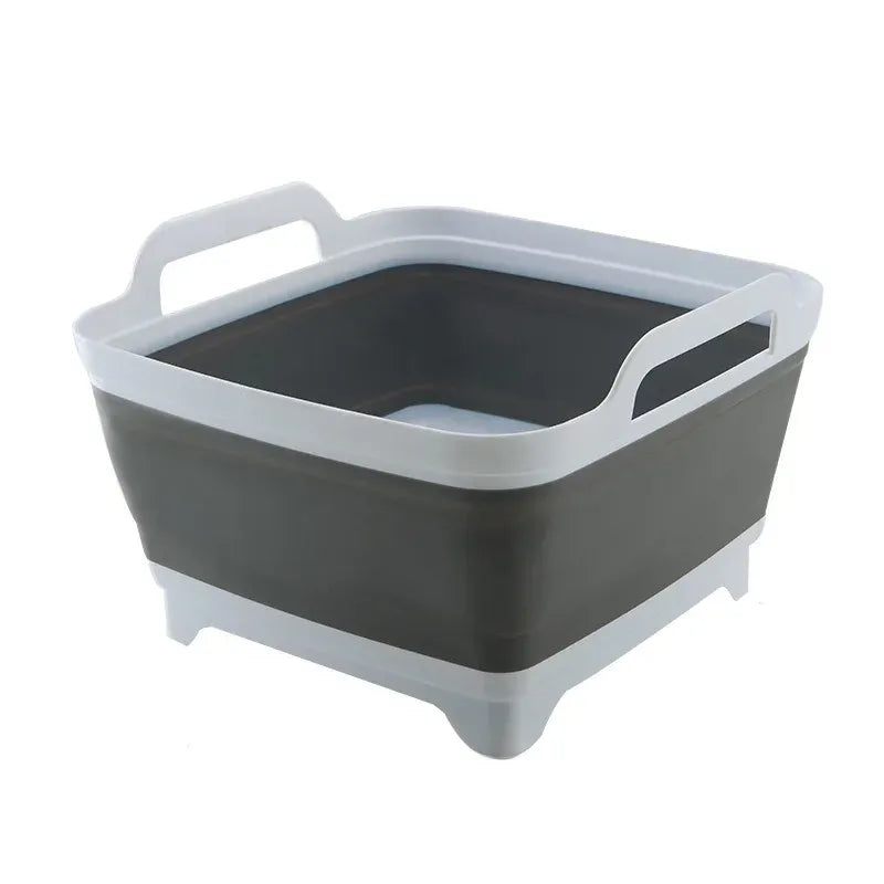 Collapsible Wash Basin, Plastic, 9-Liter Capacity, With Drain Plug
