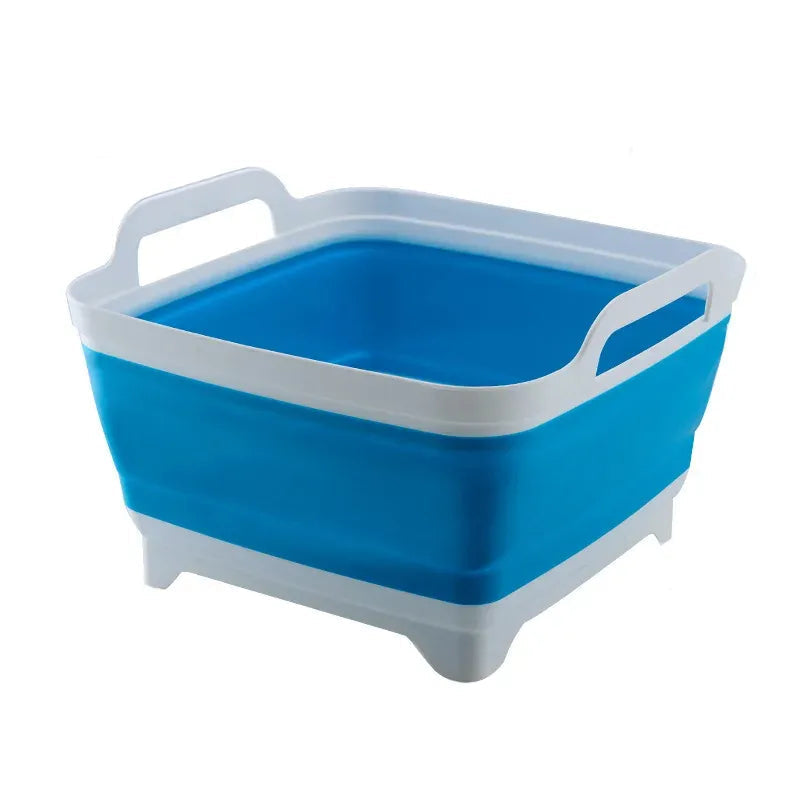 Collapsible Wash Basin, Plastic, 9-Liter Capacity, With Drain Plug
