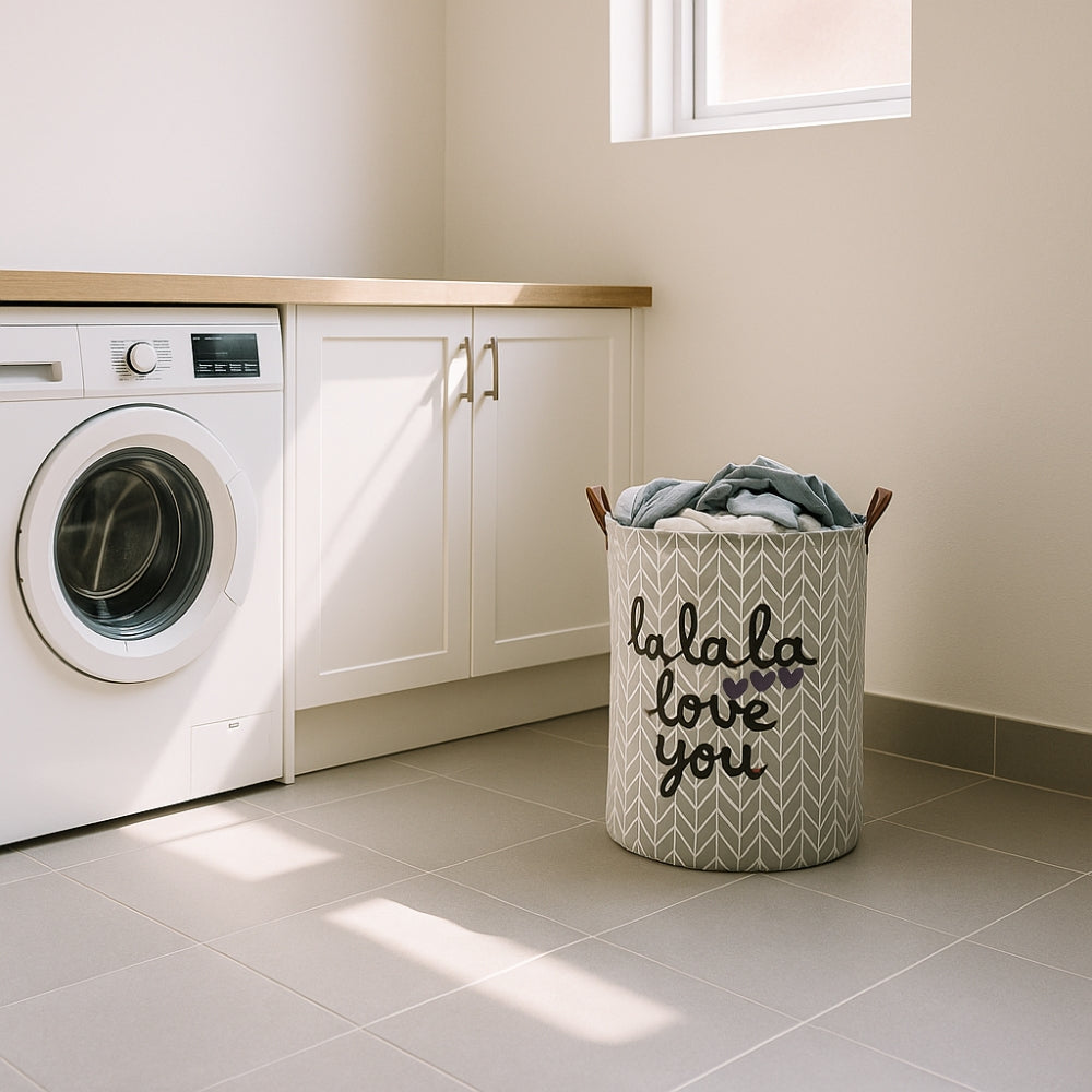 Laundry Basket Foldable Round Storage Bin with Handles