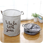 Laundry Basket Foldable Round Storage Bin with Handles