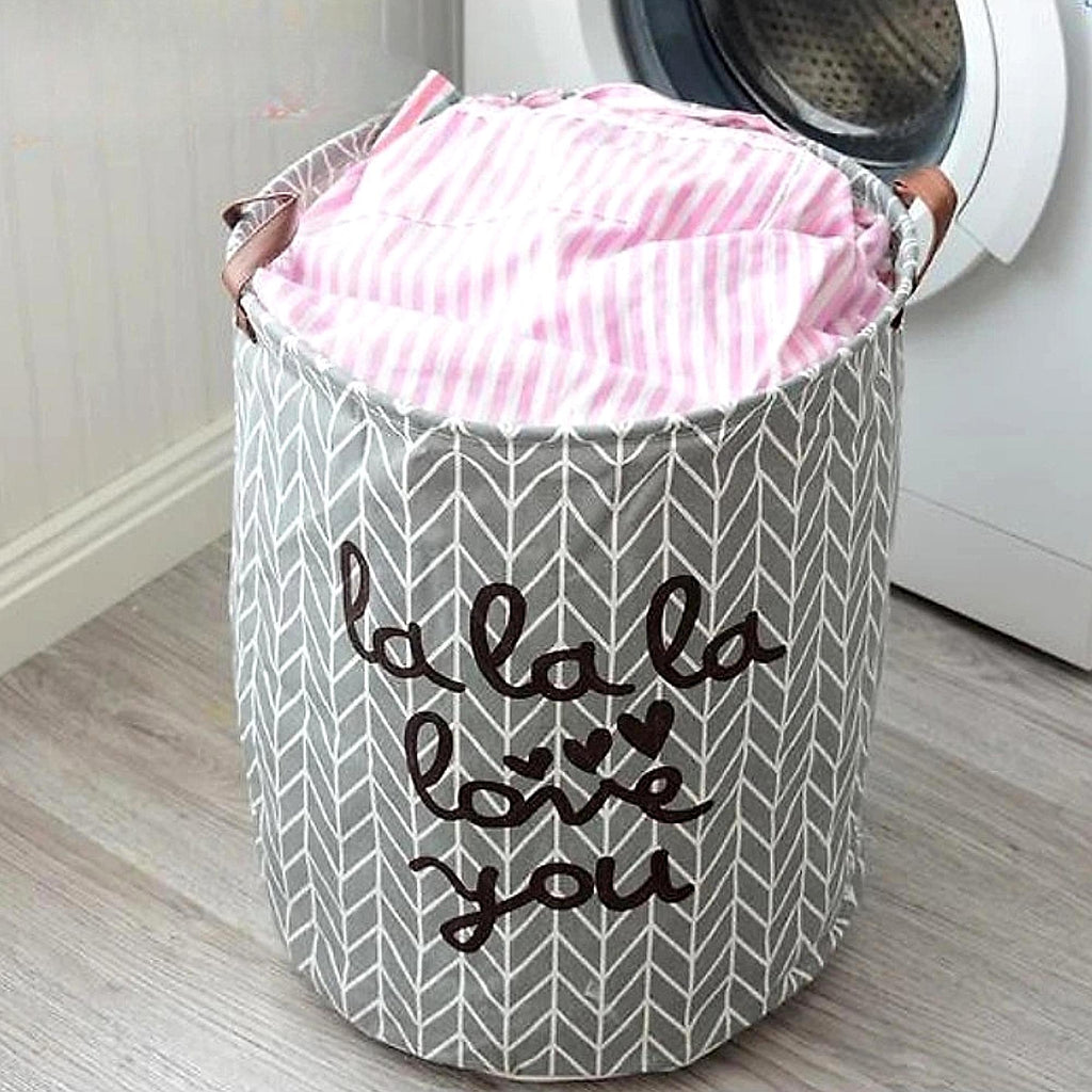 Laundry Basket Foldable Round Storage Bin with Handles
