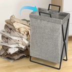 Collapsible Laundry Basket, Metal Frame, 60L Capacity, Non-Woven Fabric