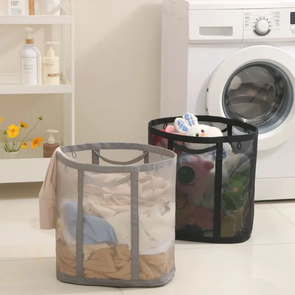 Laundry Basket Collapsible Nylon Mesh Foldable Storage Hamper