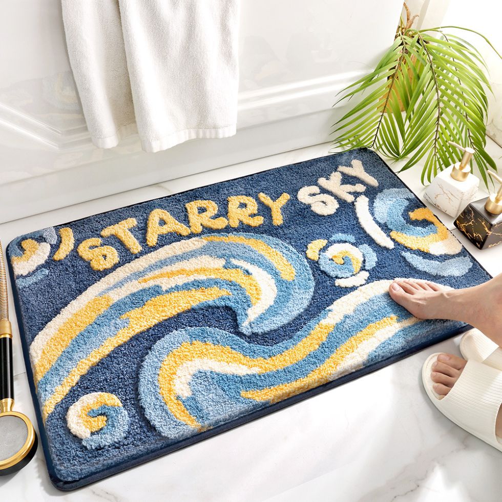 Colorful Absorbent Bath Mat with Anti-Slip Base – Plush Quick-Dry Bathroom Mat for Comfort and Safety