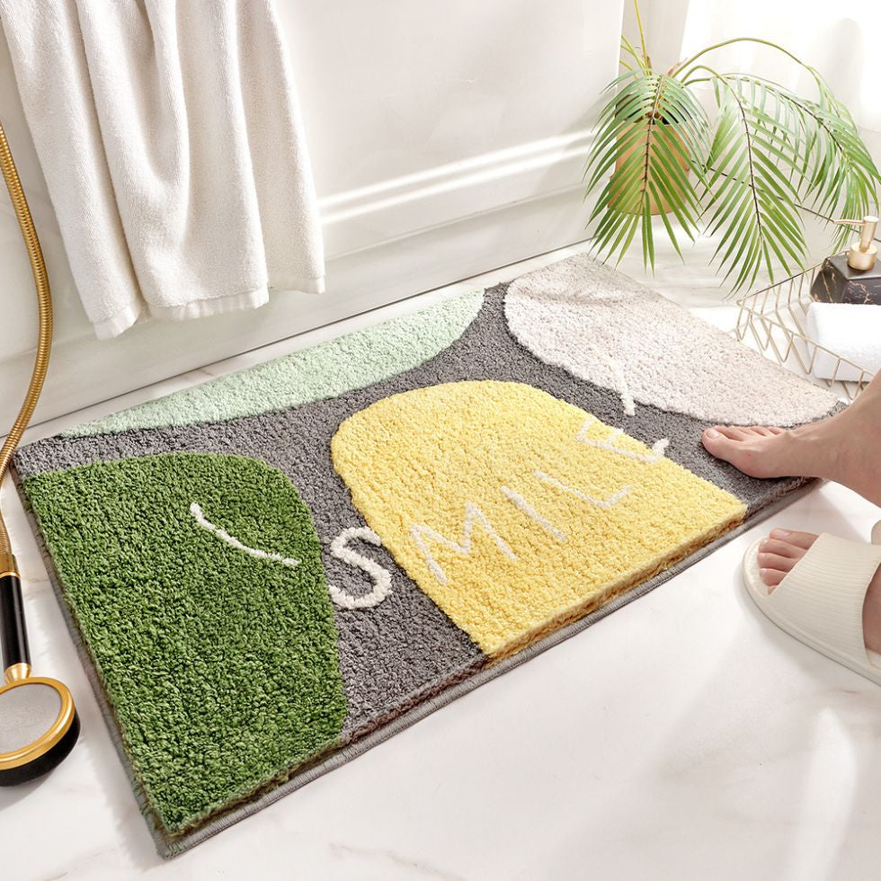 Colorful Absorbent Bath Mat with Anti-Slip Base – Plush Quick-Dry Bathroom Mat for Comfort and Safety
