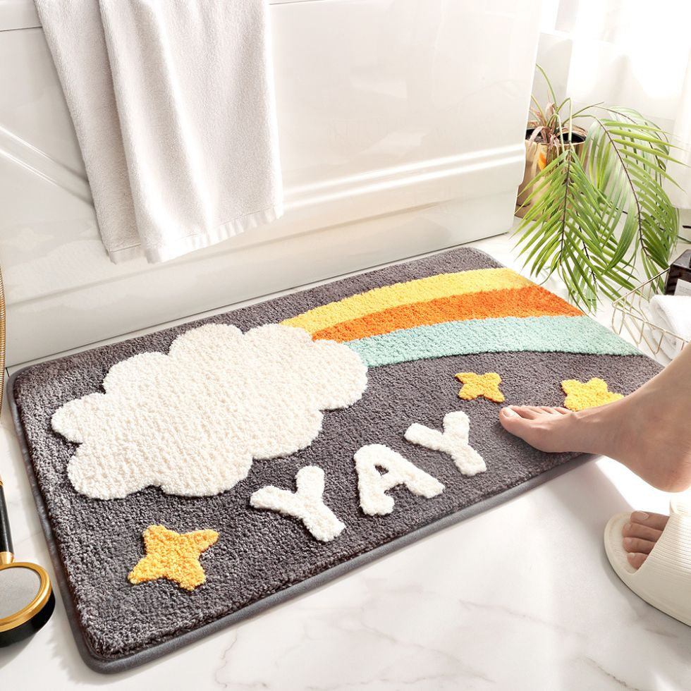 Colorful Absorbent Bath Mat with Anti-Slip Base – Plush Quick-Dry Bathroom Mat for Comfort and Safety
