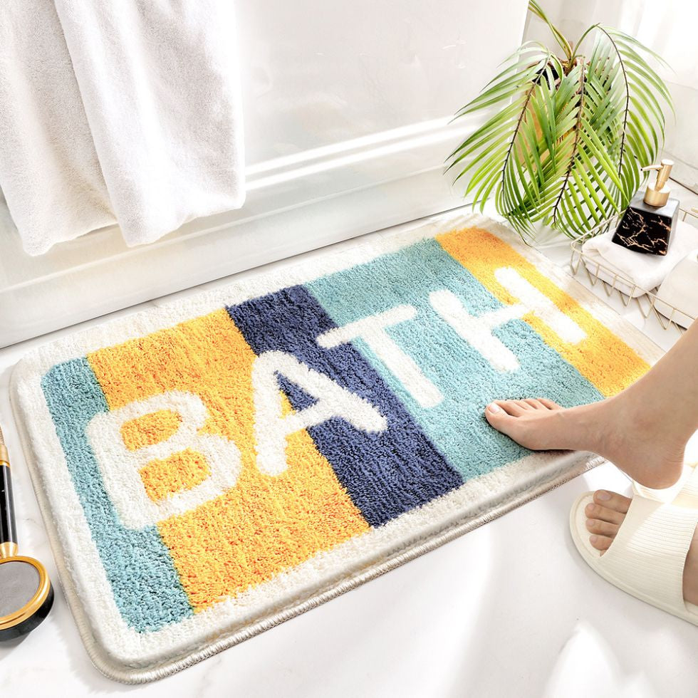 Colorful Absorbent Bath Mat with Anti-Slip Base – Plush Quick-Dry Bathroom Mat for Comfort and Safety