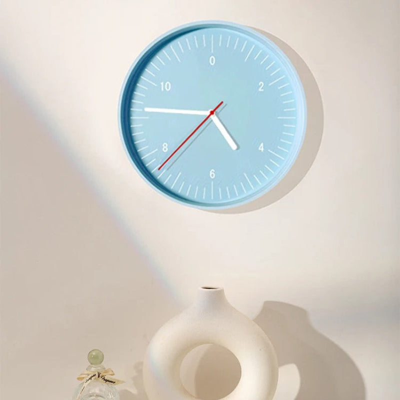 Wall Clock Round Analog ABS Plastic Lightweight Indoor Wall Mounted