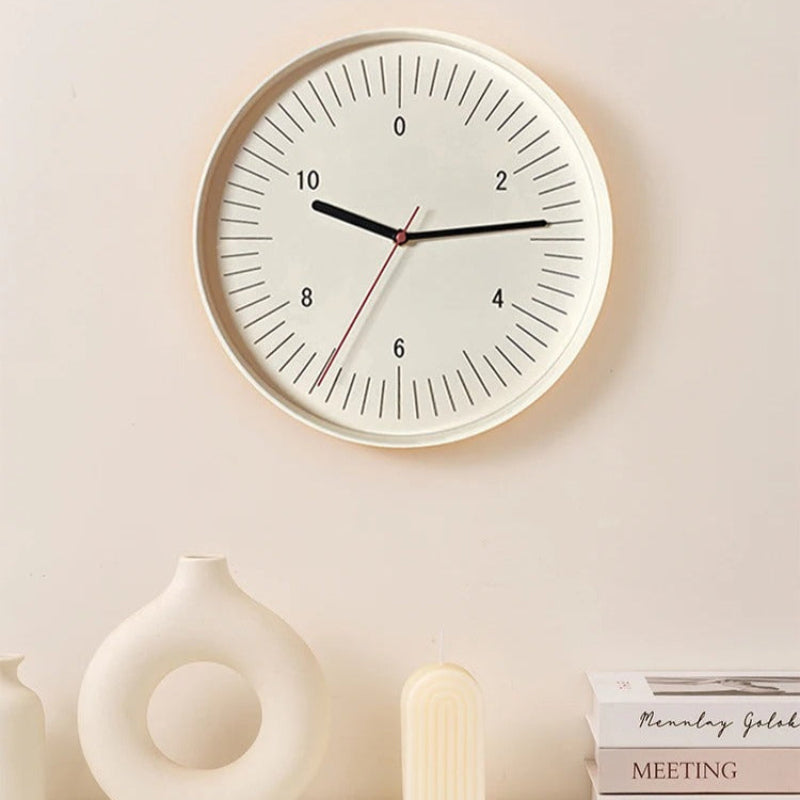 Wall Clock Round Analog ABS Plastic Lightweight Indoor Wall Mounted