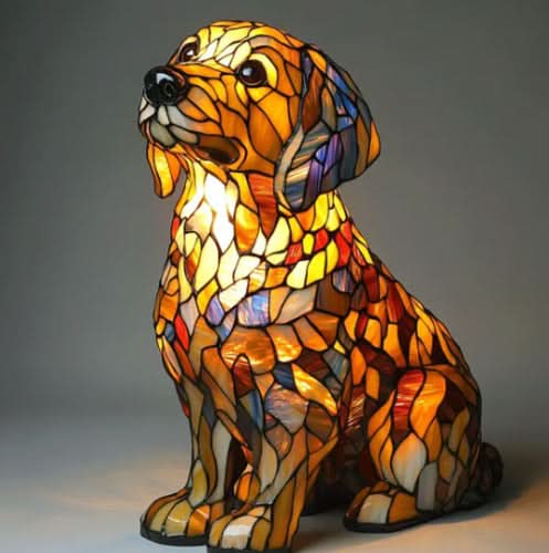 CompanionLight: Artistic LED Table Lamp with Popular Dog Breeds & USB Connection – for Shelf & Nightstand