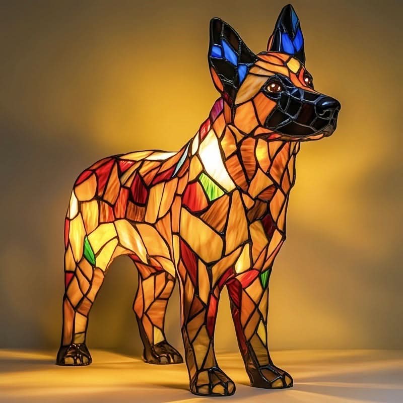 CompanionLight: Artistic LED Table Lamp with Popular Dog Breeds & USB Connection – for Shelf & Nightstand