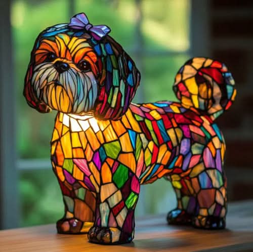 CompanionLight: Artistic LED Table Lamp with Popular Dog Breeds & USB Connection – for Shelf & Nightstand