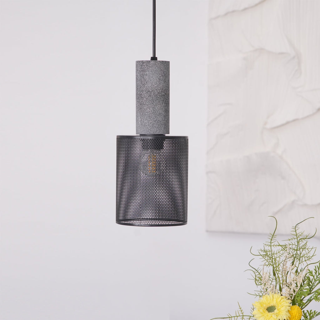 Brix Concrete Pendant Light | Industrial LED Hanging Lamp