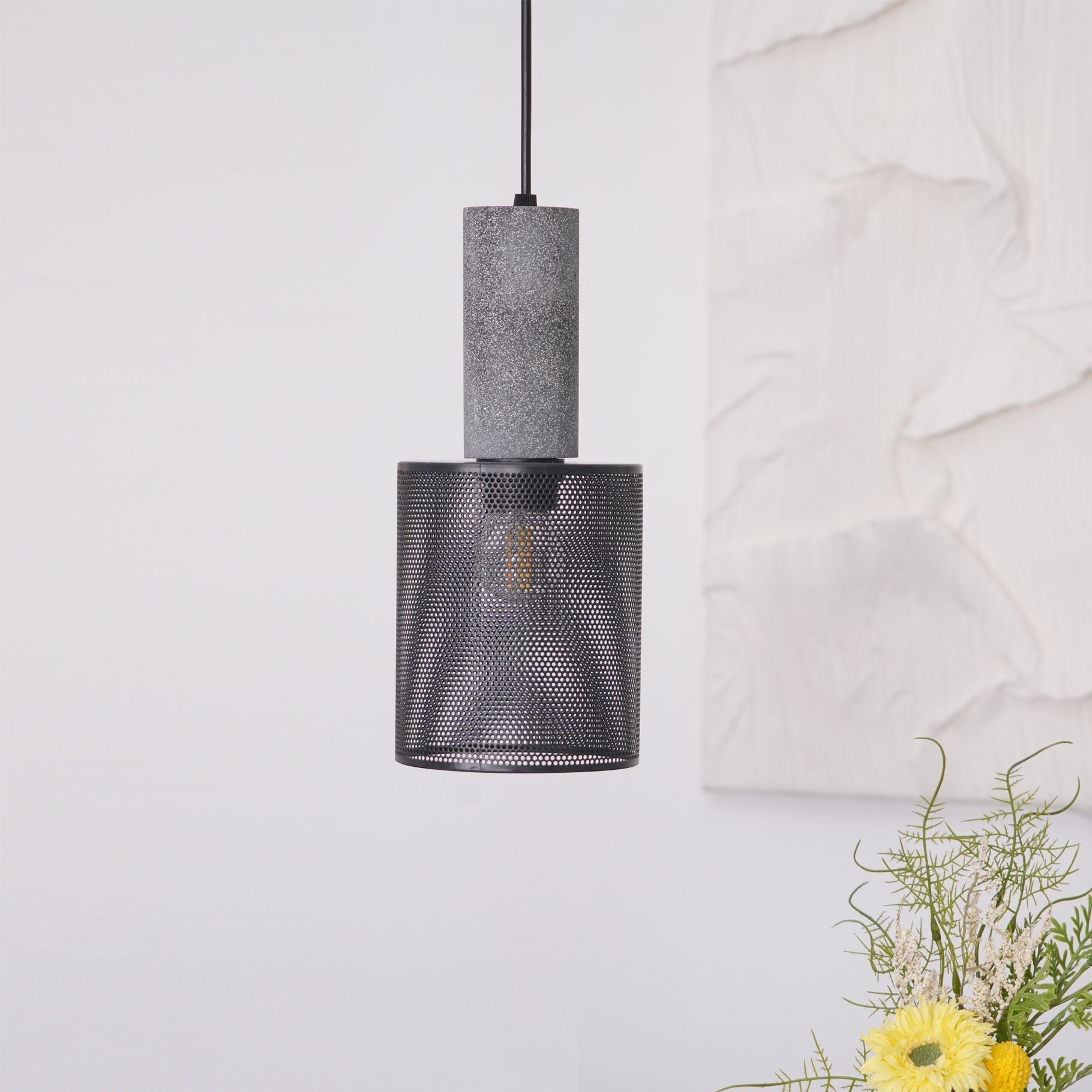 Brix Concrete Pendant Light | Industrial LED Hanging Lamp