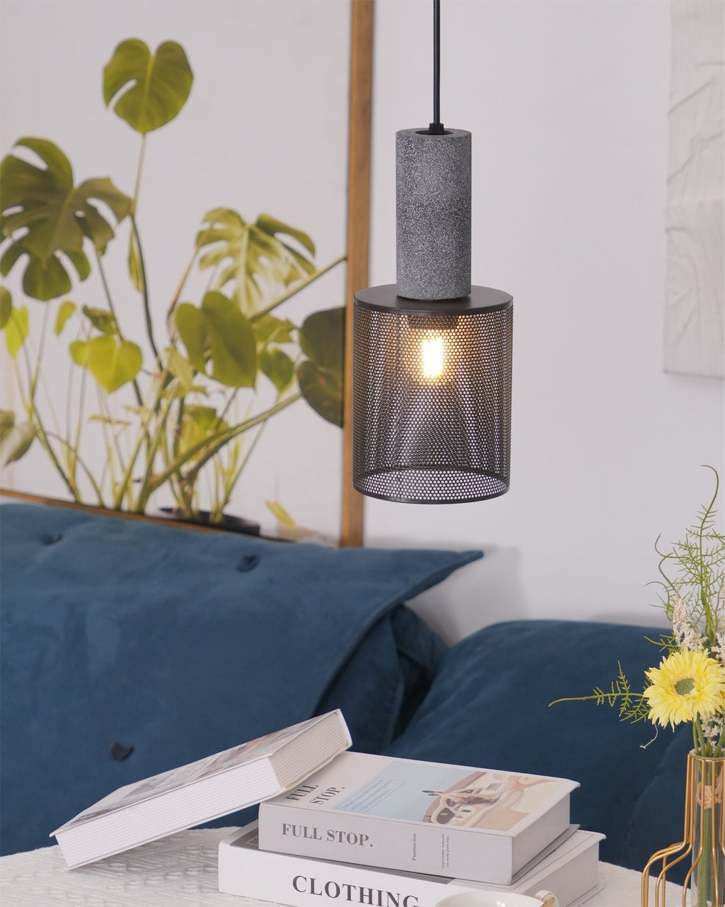 Brix Concrete Pendant Light | Industrial LED Hanging Lamp