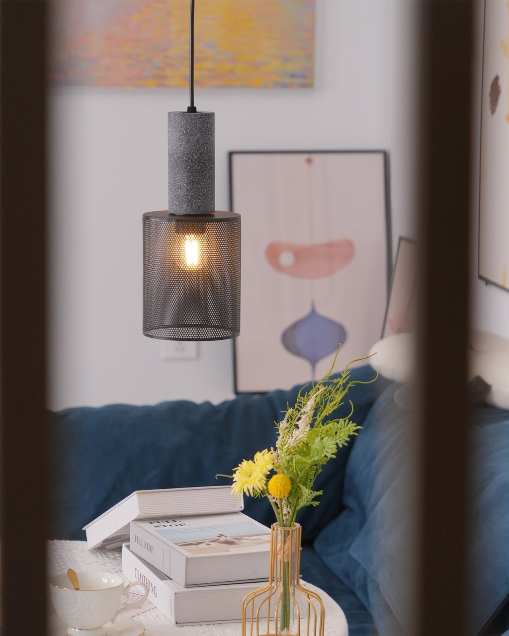 Brix Concrete Pendant Light | Industrial LED Hanging Lamp