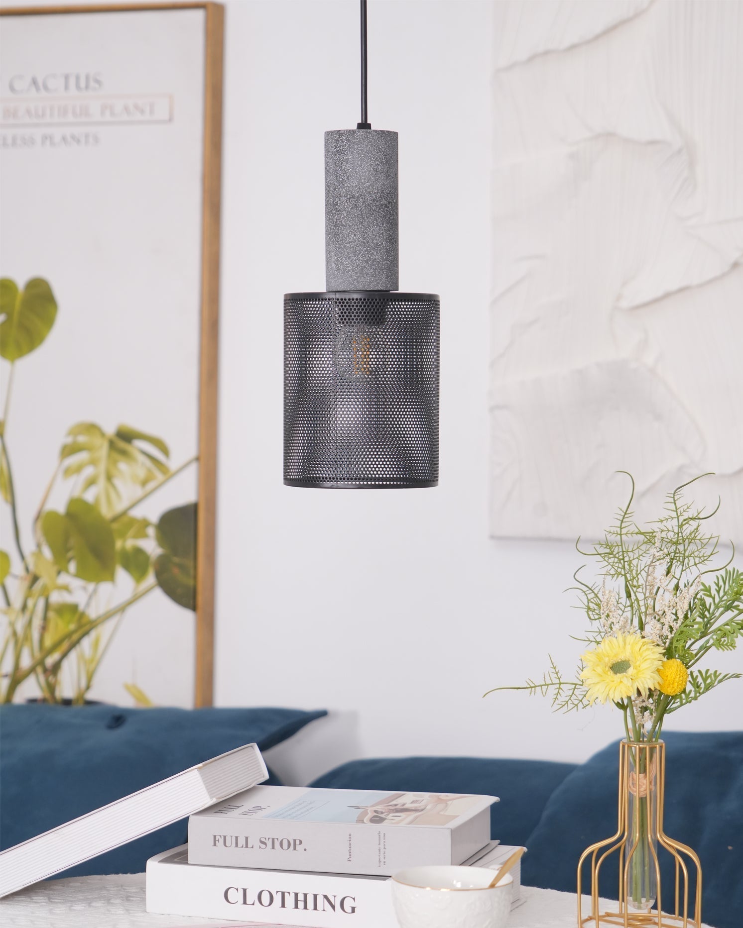 Brix Concrete Pendant Light | Industrial LED Hanging Lamp