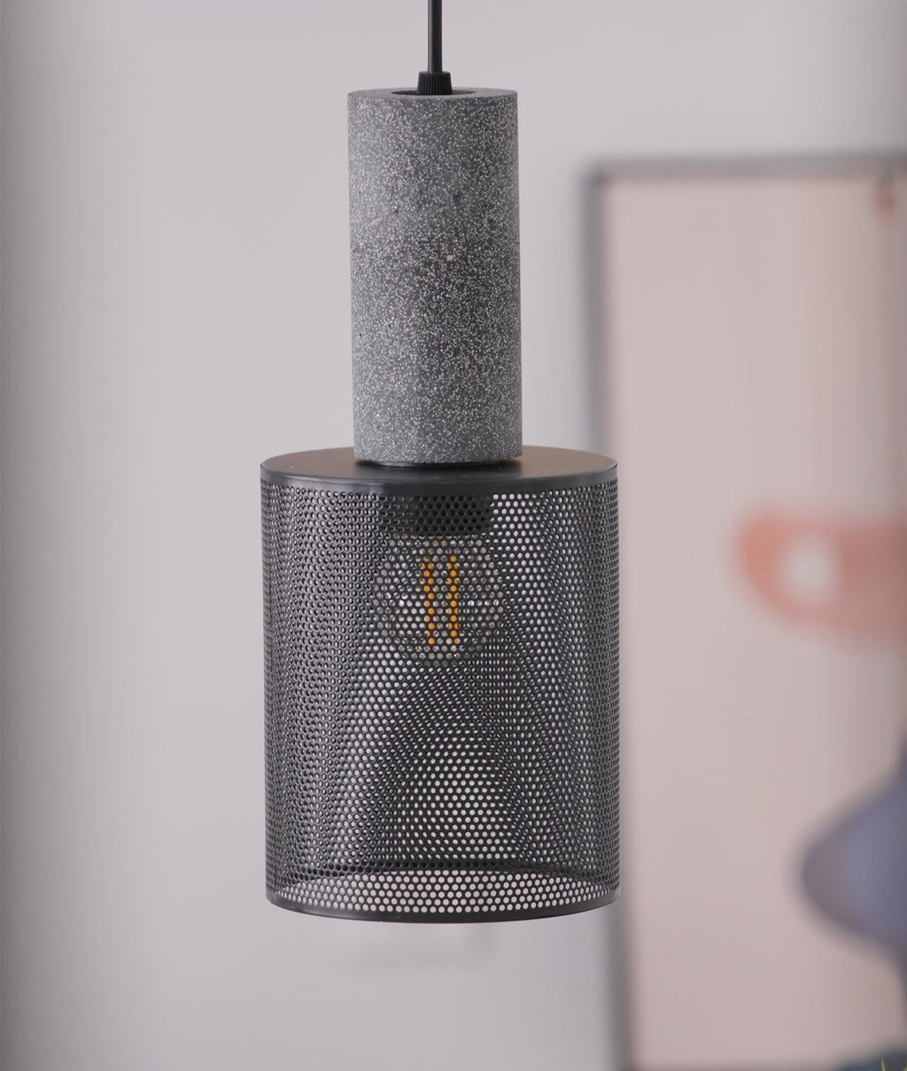 Brix Concrete Pendant Light | Industrial LED Hanging Lamp