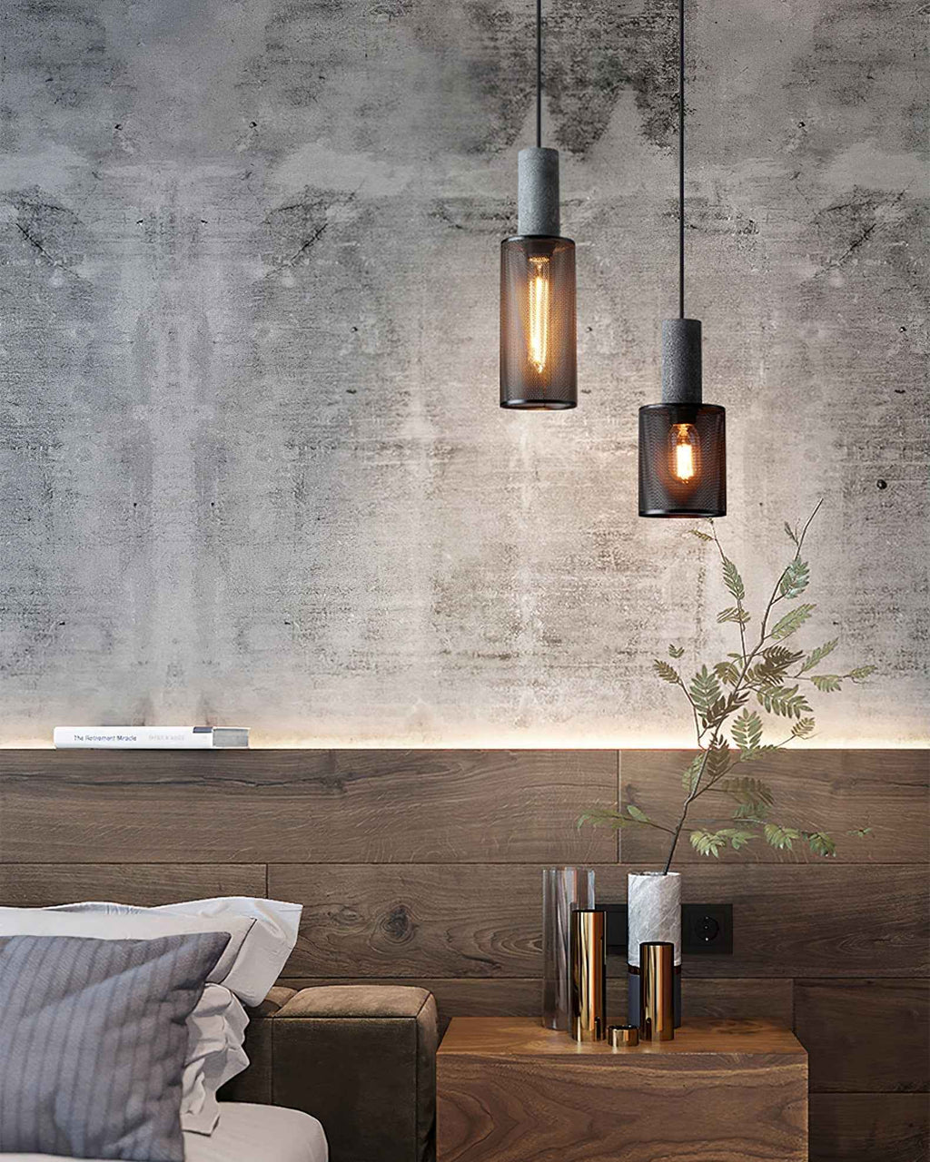 Brix Concrete Pendant Light | Industrial LED Hanging Lamp