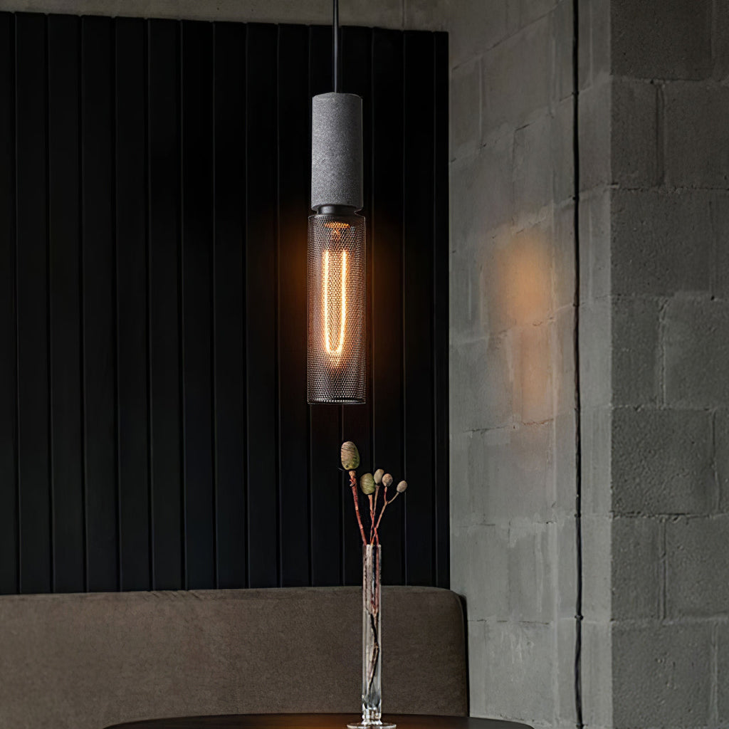 Brix Concrete Pendant Light | Industrial LED Hanging Lamp