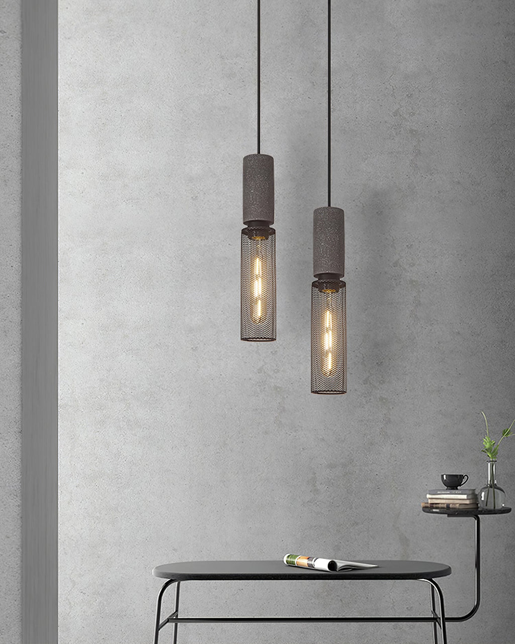 Brix Concrete Pendant Light | Industrial LED Hanging Lamp
