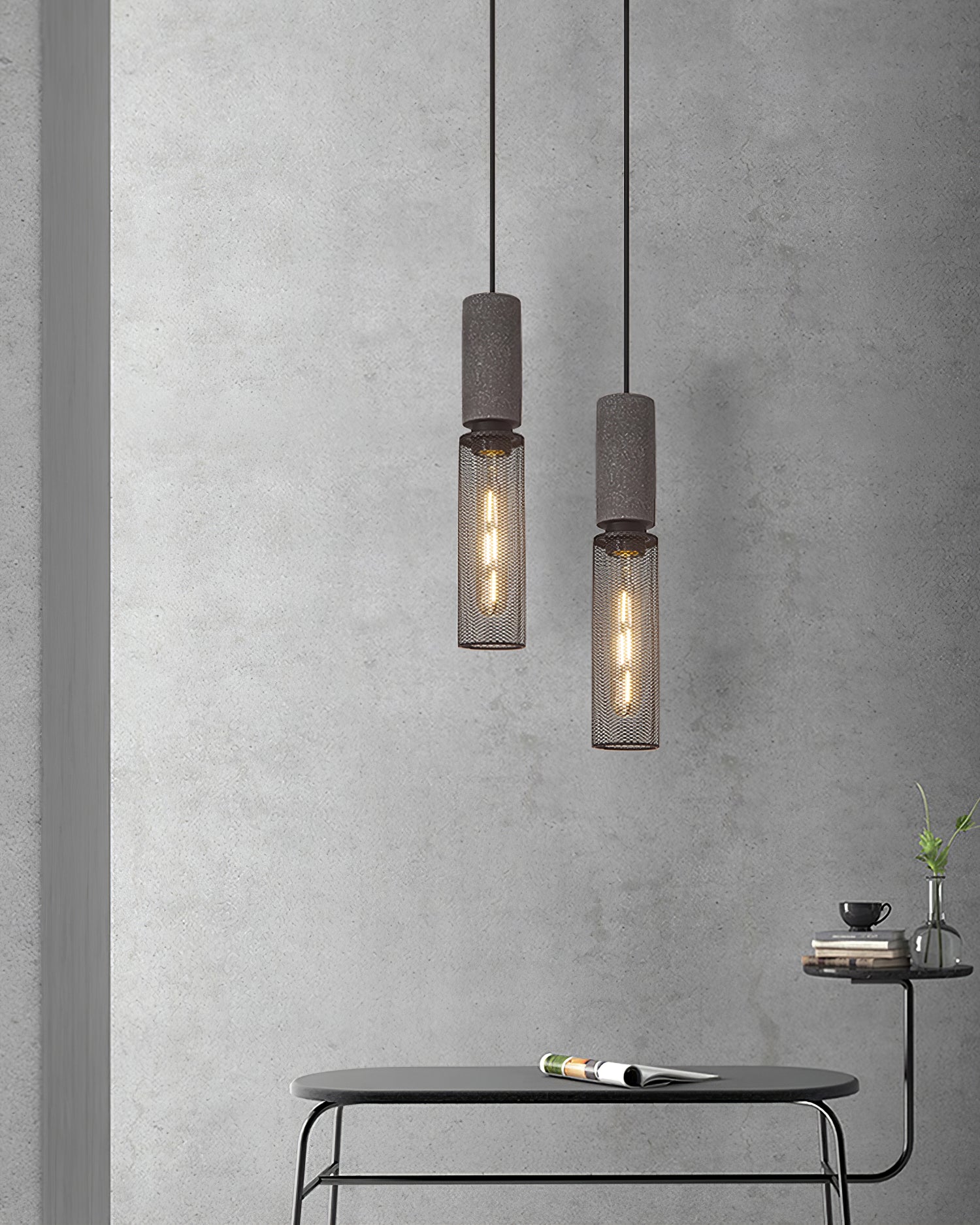 Brix Concrete Pendant Light | Industrial LED Hanging Lamp