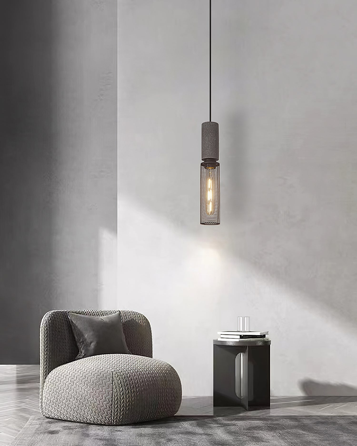 Brix Concrete Pendant Light | Industrial LED Hanging Lamp