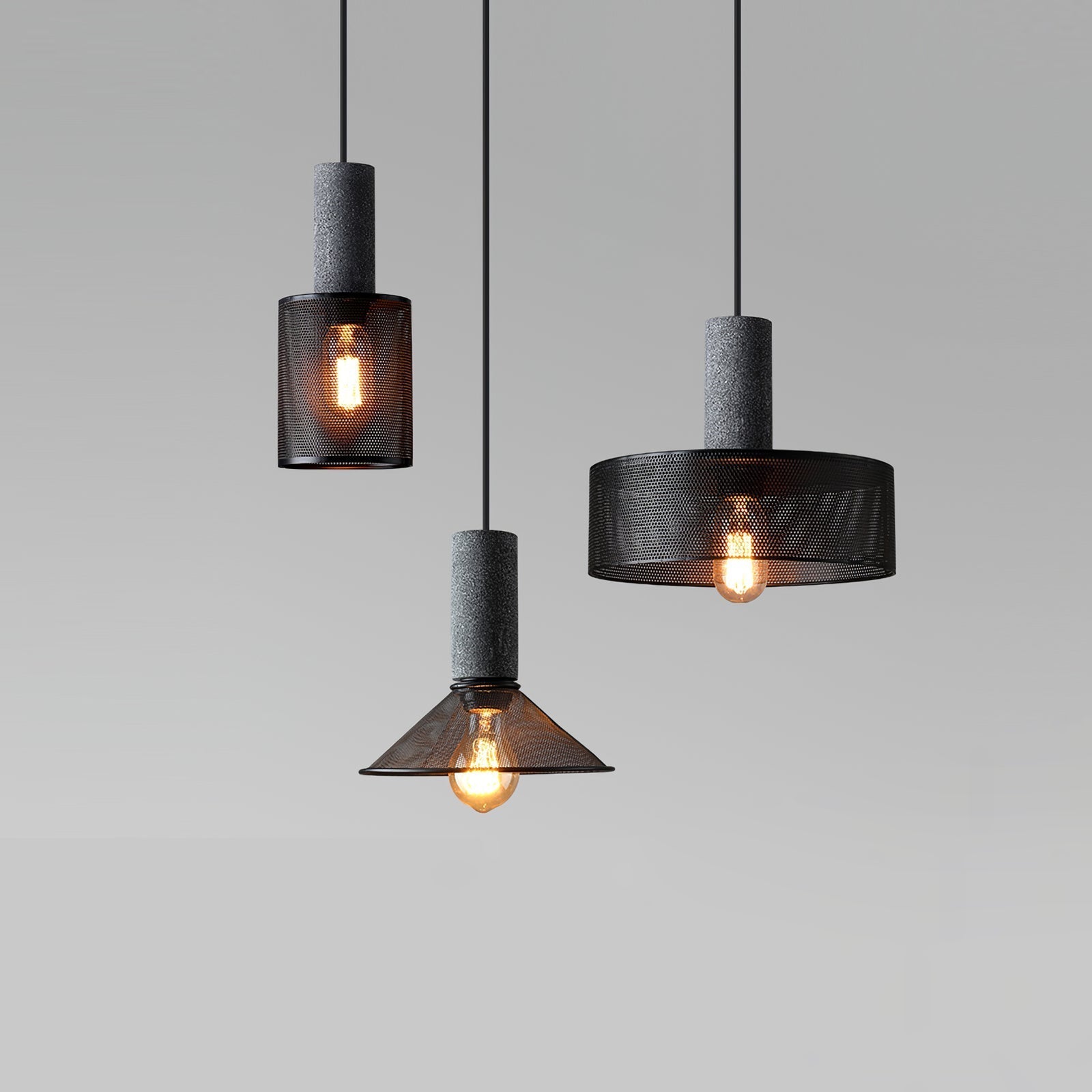 Brix Concrete Pendant Light | Industrial LED Hanging Lamp