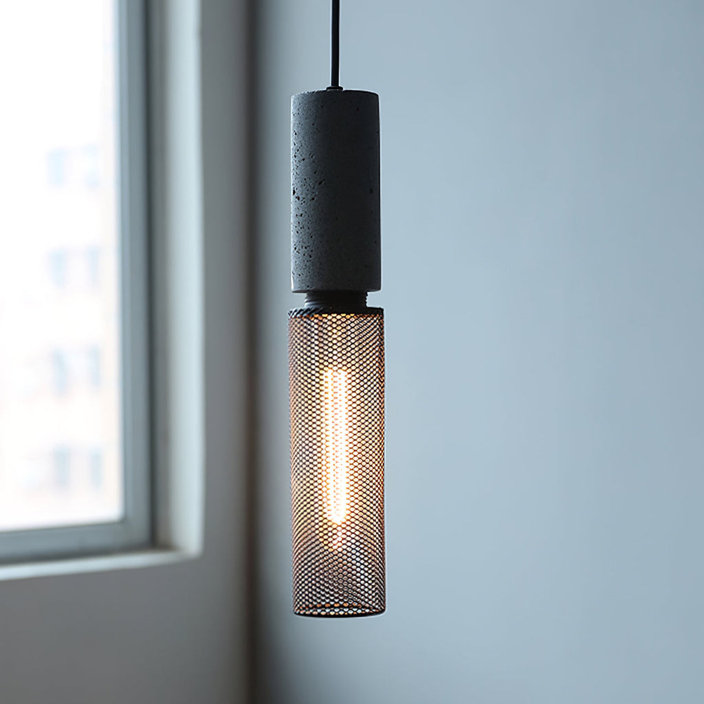 Brix Concrete Pendant Light | Industrial LED Hanging Lamp