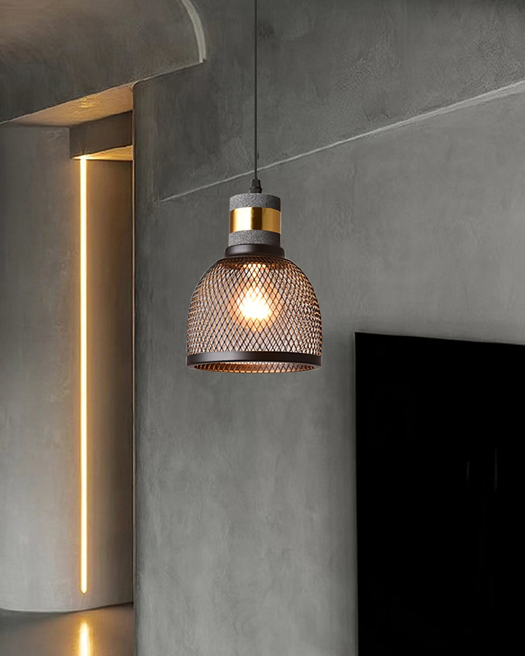 Brix Concrete Pendant Light | Industrial LED Hanging Lamp