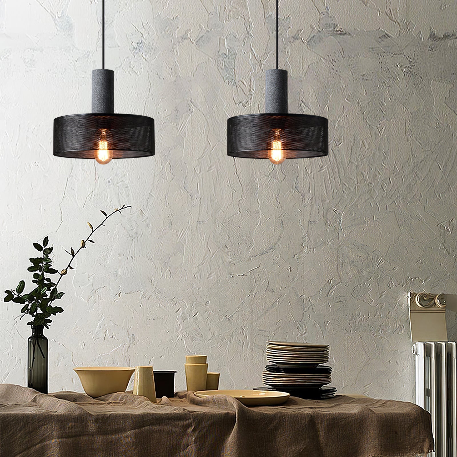 Brix Concrete Pendant Light | Industrial LED Hanging Lamp