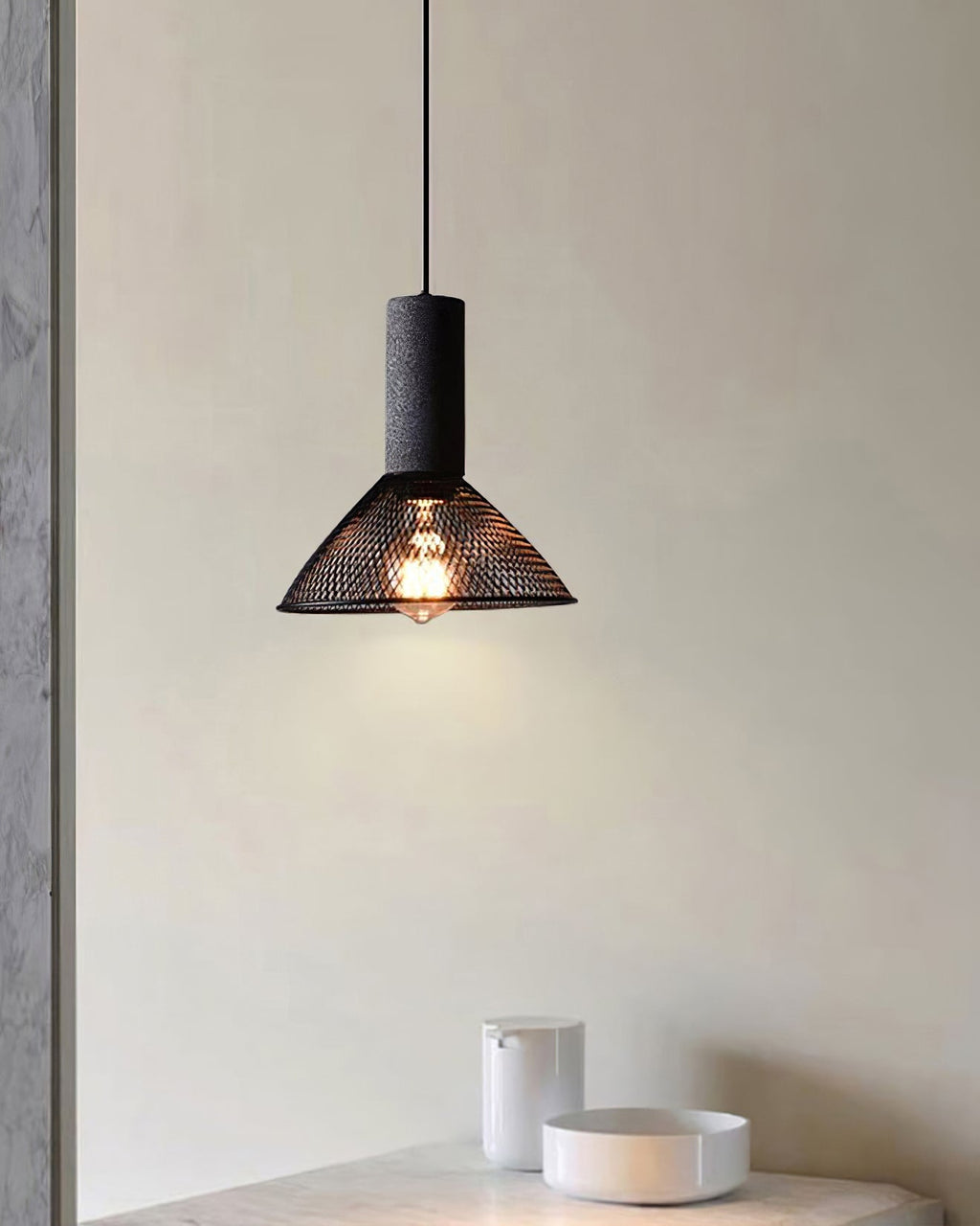 Brix Concrete Pendant Light | Industrial LED Hanging Lamp